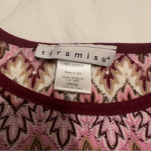 Vintage Tiramisu Pink Chevron Tee Shirt Size Large Y2K 2000s Unif - Picture 2 of 5